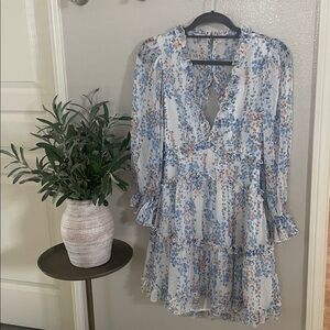 Hello Molly Floral Dress with Blue and Orange Hues